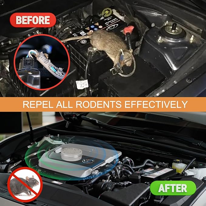 Rodent Repellent for Car Engines,4 Pack Mouse Repellent Peppermint Oil - Keep Mice Out of Home,Car,Garage & Attic, Safe for Humans and Pets