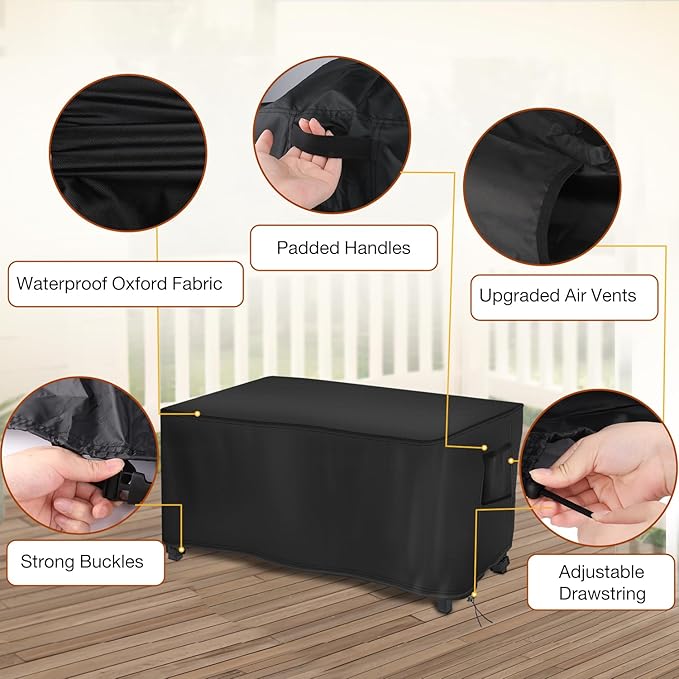 Saking Rectangular Fire Pit Cover, Waterproof Windproof Anti-UV Heavy Duty Cover for Gas Fire Table Furniture - 42 x 24 x 24 inch