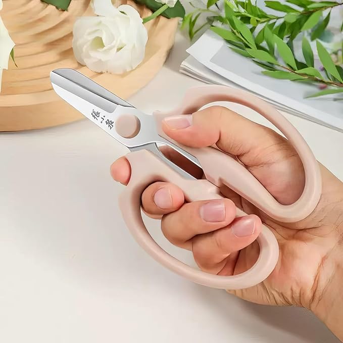 Professional Floral Scissors & Garden Shears - 3.38mm Stainless Steel, Ergonomic Wide Grip for Cutting Fresh Flowers, Florist Supplies, Pruning & Trimming (Pink)