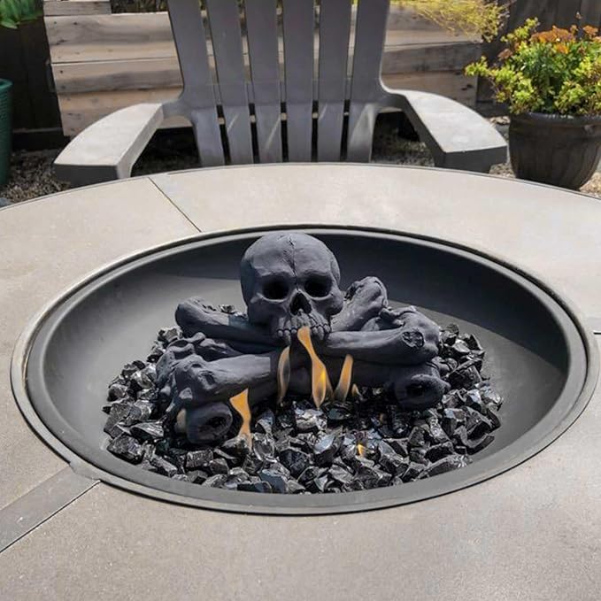 GRISUN Onyx Black Fire Glass for Fire Pit, 20 Pounds 1/2 Inch Tempered Glass Rocks for Natural or Propane Fireplace, Safe for Outdoors and Indoors Firepit Glass