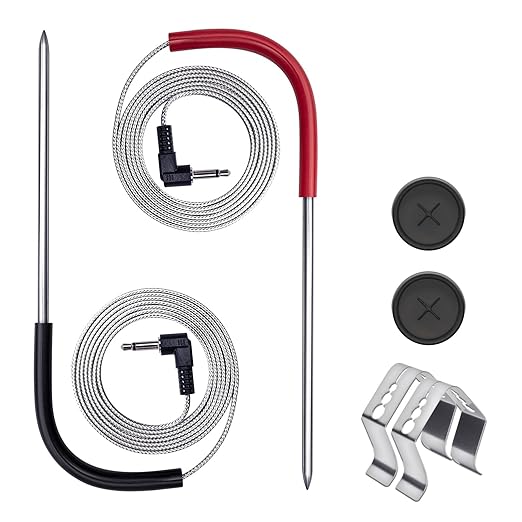 2-Pack Meat Probe for Pit Boss Pellet Grill, Temperature Probes Replacement Parts 3.5mm Plug Thermometer Smoker Temp Accessories