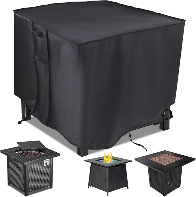 Saking Fire Pit Cover,32 inch Square Firepit Covers, Gas Fireplace Fire Pit Table Cover for Propane Fire Pit - 32 x 32 x 17 inch