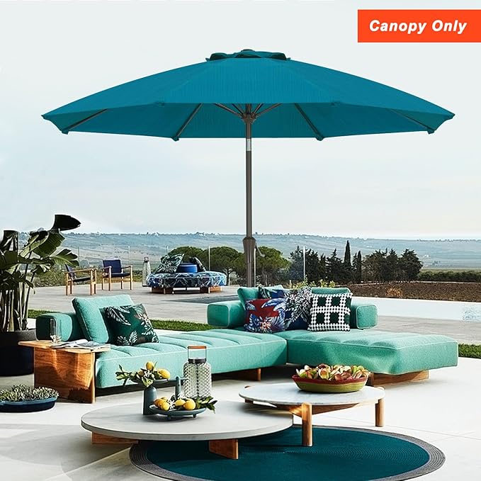 MASTERCANOPY 10-Year-Non-Fading 9FT Patio Umbrella Replacement Canopy-Grey Canopy Only