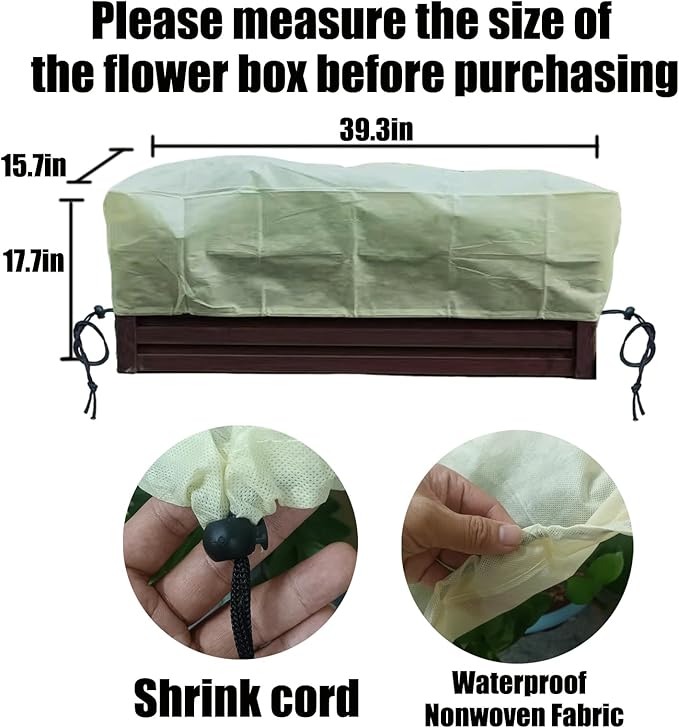 EJW Planter Cover, Frost Cloth, 39'' x 17.7'' x 15.7'' Frost Cloths for Outdoor Plants,Garden Covers for Winter, Planter Covers for Winter, Plant Covers Freeze Protection，4PACK