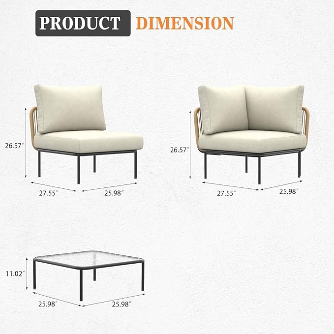 9 Piece Modern Outdoor Rope Wicker Sectional Patio L-Shaped Conversation Sofa Set Deep Seating with Thick Cushions
