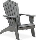 Psilvam Oversized Adirondack Chair, Fade-Resistant & Odor-Free Poly Lumber Fire Pit Chairs with Cup Holder, Weatherproof Outdoor Chair, Easy 15 Min Install Patio Chair, 350 Lbs Support (1, Gray)