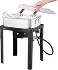 Propane Deep Fryer with 18Qt Square Deep Fryer Pot – High Grade Strainer Basket Aluminum Pot for Fish Fry, Seafood Pot – Propane Burners for Outdoor Cooking Include Lid -OT1808-2-LID