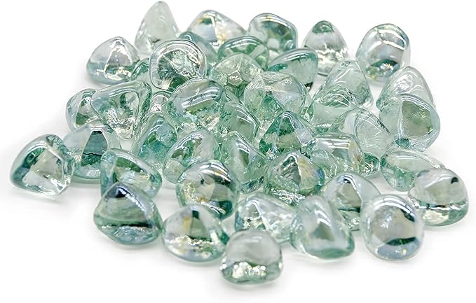 GasSaf 10-Pound 1 inch Diamonds Fire Glass for Gas or Propane Fire Pit Fireplace & Landscaping (Crystal Ice Luster)