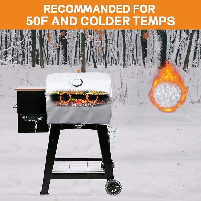 Insulation Blanket for Pit Boss Lexington/Sportsman/Navigator 550/540/500 Wood Pellet Smoker Grill,PB500NX PB500SP PB550G Insulation Blanket Grill Accessory for Winter Smoking,Silver