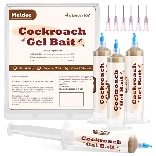 Cockroach Gel Bait, Roach Killer Gel Ready to Use, Control German, American, and Oriental Roaches, Indoor and Outdoor Use (4 Tubes x 30-Grams)