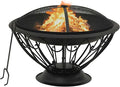 Zateety Fire Pit with Mesh Cover & Poker - 29.5" Firepit for Outside Wood Burning, Strong Thermal Conductivity Steel Firepit, Portable Patio Outdoor Warming Fireplace for Backyard & Gardern