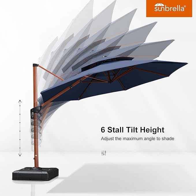 PURPLE LEAF 13ft Patio Cantilever Umbrella Double Top Outdoor Umbrella Heavy Duty for Garden Deck Pool Patio, Spectrum Indigo