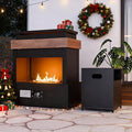 35'' Outdoor Propane Fireplace with Tank Storage, CSA Certified 50,000 BTU Patio Firepit with Dust Cover for Garden, Backyard and Balcony, Gray/Beige