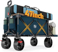 Timber Ridge 47" L Collapsible Wagon with Tailgate & Brake, 550lbs Heavy Duty Beach Wagon with All-Terrain Big Wheels, 250L Foldable Utility Cart for Sand Camping Sports Shopping, Blue