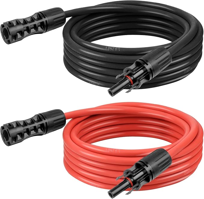 8 AWG Solar Extension Cable 10FT Black + 10FT Red, 8 Gauge Solar Panel Wire Male to Female Tinned Copper Wire for Solar Panel, Automotive, RV, Boat, Outdoors