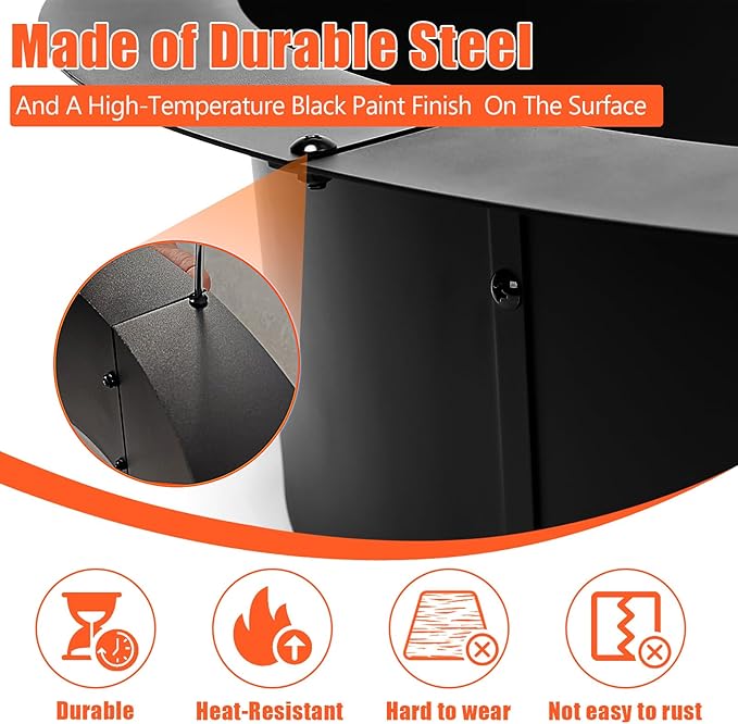 Fire Pit Ring 36-Inch Outer/30-Inch Inner Diameter for Outside, Heavy Duty Steel Wood Burning Fire Pit Ring Insert, DIY Ring Insert, Easy Setup Above or In-Ground for Backyard, Camping, Black