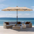 Sophia & William 13ft Outdoor Patio Umbrella with Solar Lights, Large Double-sided Umbrella with LED Lights, Perfect for Garden, Deck, Pool, Beige