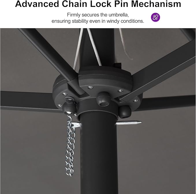 PURPLE LEAF 15ft Patio Market Umbrella with Base Double-Sided Rectangle Outdoor Table Sun Umbrellas with Crank 12 Heavy Duty Sturdy Ribs for Pool Beach Deck Backyard Gray