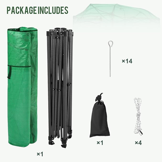 8.5 x 7 ft Large Walk-in Pop-Up Greenhouse, Portable Plant Tent with 4 Zipper Doors & 3 Height Adjustments, Heavy-Duty PE Cover for Outdoor/Indoor Use in All Weather