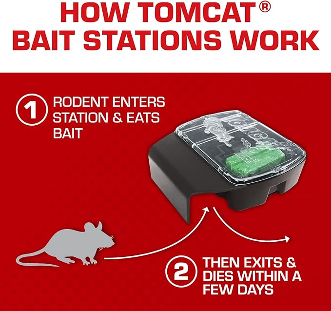 Tomcat Mouse Killer Child & Dog Resistant, Refillable Station for Indoor and Outdoor, 1 Station and 8 Poison Block Refills