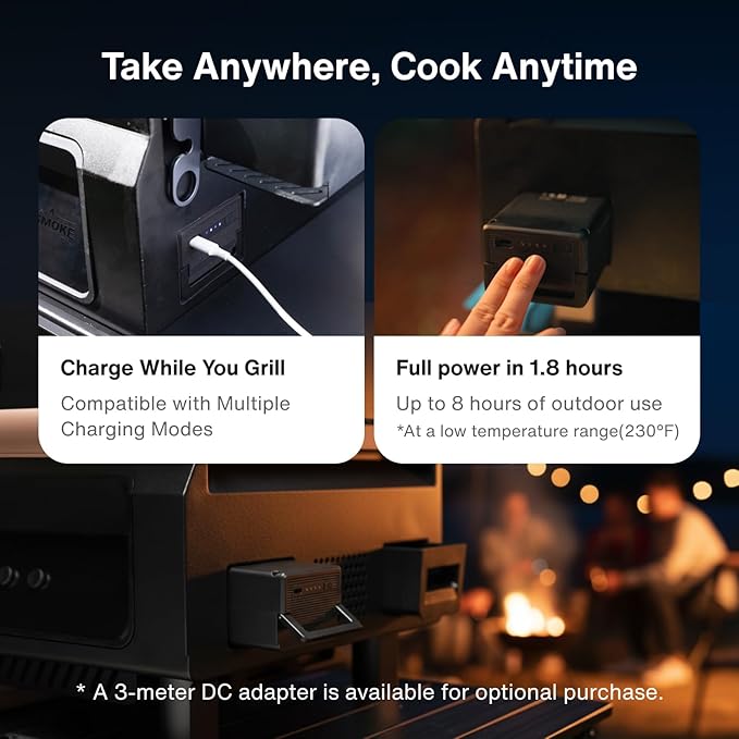 ASMOKE Essential Full Grilling Combo - Smart Portable Wood Pellet Grill & Smoker with 5" LCD Screen, 8-in-1 Grill, 8H Battery, Effortless Cleaning, Wi-Fi Smart Control,271 sq.in, Fit for Family BBQ