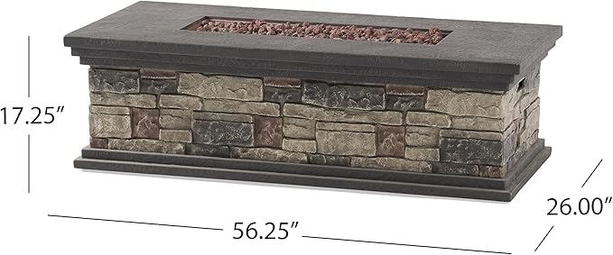 Propane Fire Pit Table, 56 Inch Firepits for Outside, Rectangular Gas Fire Pit for Outside Patio, MGO Propane Fire Table, 50000BTU, Stone Gray