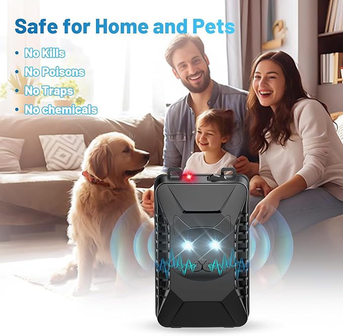 Ultrasonic Rodent Repellent, 2 Pack Plug-in Mouse Rat Pest Bat Squirrels Skunks Repellent for Car with Battery Powered Under Hood, Keep Mice Out of Cars Engines, Indoor, Garage, Storage Room