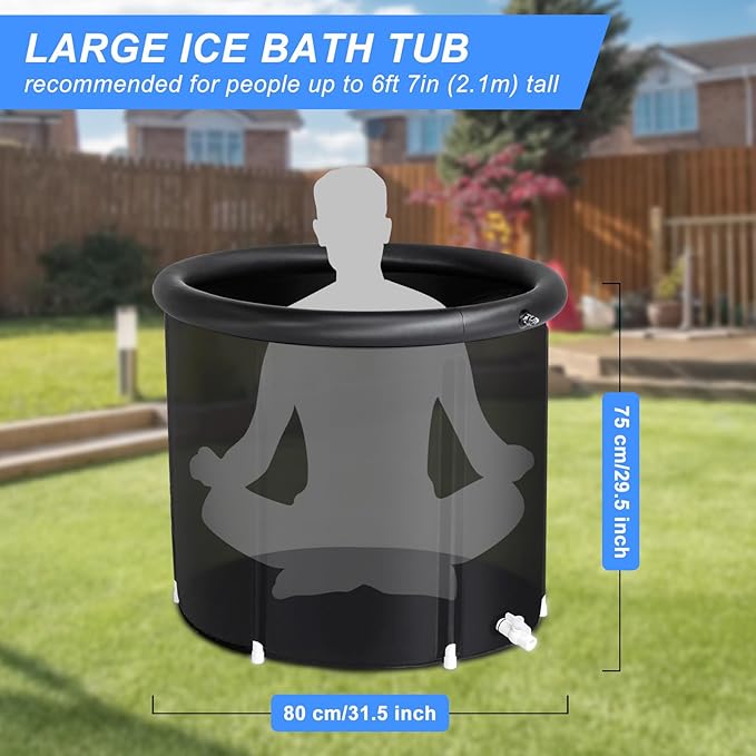 VINGLI 105 Gallon Inflatable Cold Plunge Tub with Cover for Home and Outdoor Recovery, Ice Bath Tub for Adult and Athletes, 5-Layer Insulation, Black