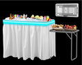 IWDOO Ice Cooler Table with Led Light, 4 Foot Outdoor Ice Table with Foldable Extension Stand, Matching Skirt & Drain Hose, Folding Cooler Tables with Metal Shelf for Party, BBQ, Camping Picnic