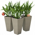 Outsunny Tall Planters for Outdoor Plants Set of 3, 28 in Taper Planters with Drainage Holes, Indoor Grande Plant Pots, Front Porch Decor, Grey