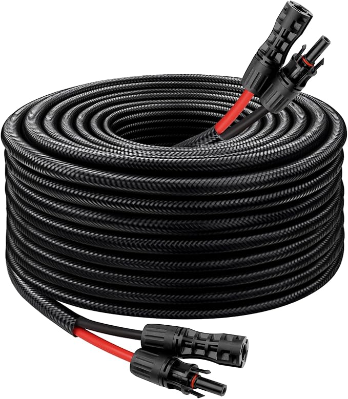 Solar Panel Extension Cable - 8AWG 30FT Solar Wire with Female & Male Waterproof Connector Flame Retardant Protective Sleeving PV Wire for RV, Photovoltaic Systems, Home, Boat, Solar Panels, Car