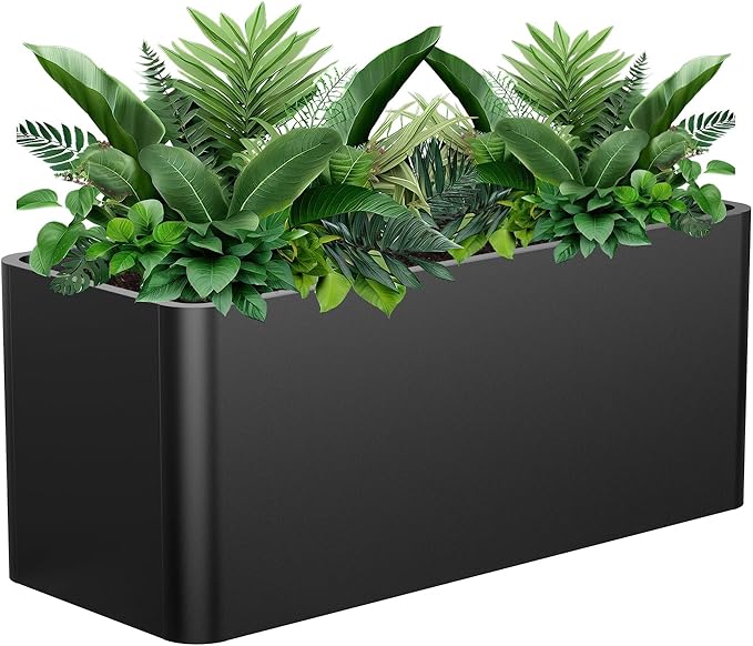 Metal Rectangular Planter Box 36" L x 15" W x 15" H,Large Planter for Outdoor Plants with 6 Drainage Holes for Commercial Residential Patio Deck Garden