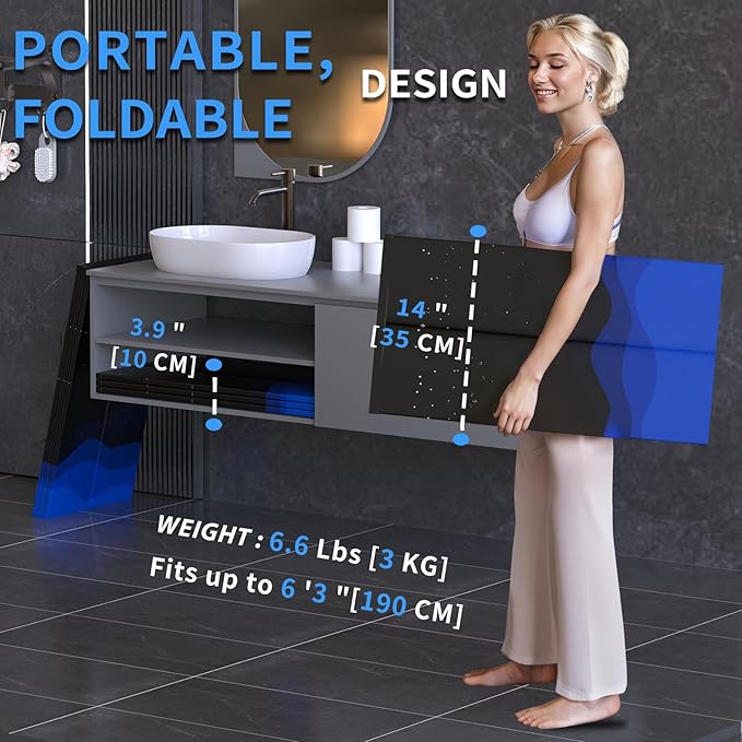 WAVYEASE® Portable Bath Tub for Adults -(31.5"L x 26"H) Foldable Cold Plunge Tub for Recovery - Collapsible Soaking Bath Tub for Shower Stall - Outdoor Ice Bathtub for Athletes (Black)