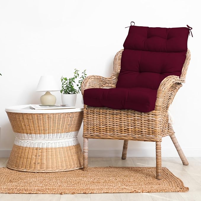 EAGLE PEAK Tufted Outdoor/Indoor High Back Patio Chair Cushions, Set of 4, 46'' x 22'', Red Purple