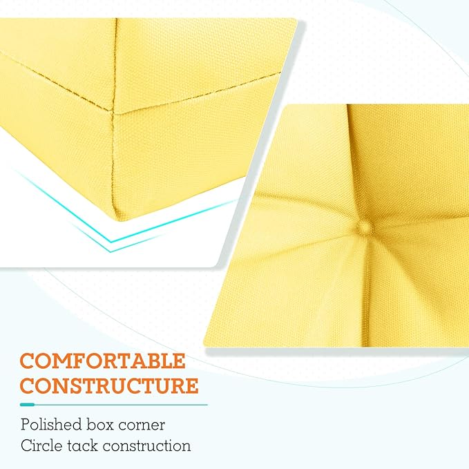 EAGLE PEAK Tufted Outdoor/Indoor High Back Patio Chair Cushions, Set of 2, 46'' x 22'', Yellow