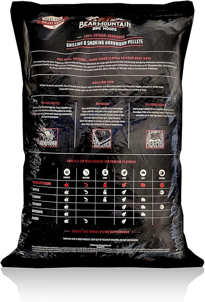 Bear Mountain All Natural Wood Pellets for Smoker, Grill & BBQ, 20 Lbs, Alder - Premium Hardwood Barbecue Pellet Accessories for Indoor and Outdoor Grilling