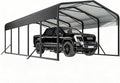 15x25 12x20 FT Heavy Duty Metal Carport, Black All-Weather Car Shelter with Reinforced Steel Frame & Leak-Proof Roof, 100MPH Wind Resistance for Cars, Boats, Trucks, Outdoor Parties