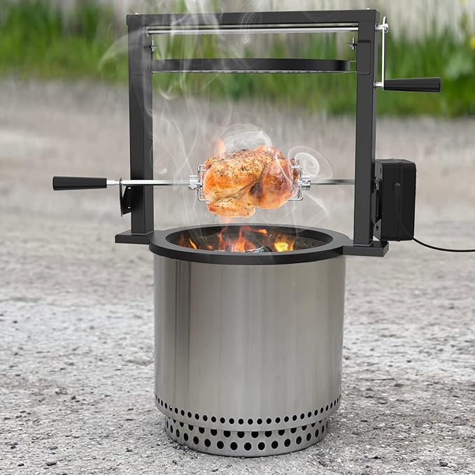 only fire Santa-Maria Style Rotisserie Rotating System for Solo Stove Ranger 15" Smokeless Fire Pit