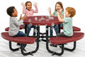 OUTTANS Round Metal Picnic Tables for Kids for Outdoors with Umbrella Hole, Adjustable Seats for School, Park, Playground (Red, 38 in, Kids, Expanded Steel)