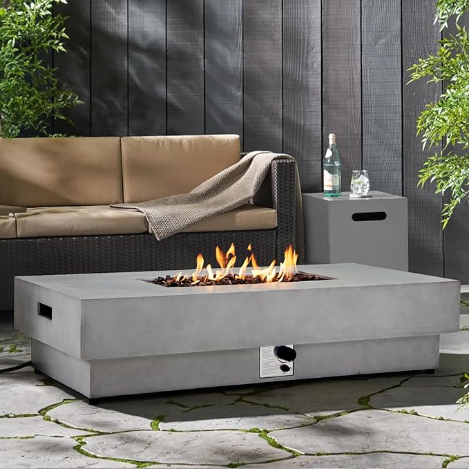60" Rectangular Propane Fire Pit – 50,000 BTU Fire Table with Lid,Rocks and Cover – Backyard Fire Pits Outdoor – Propane Gas Fireplace for Deck and Patio
