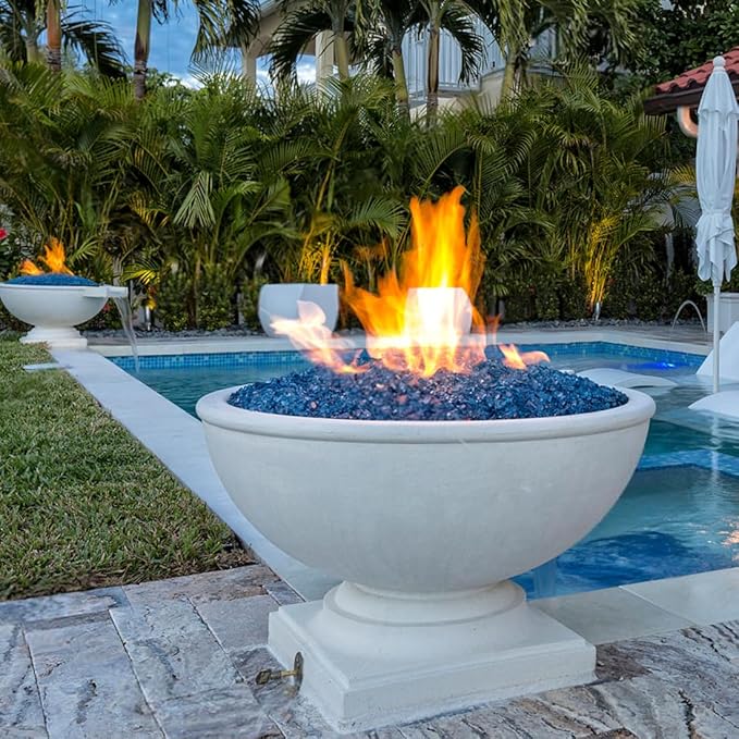 Fire Glass for Propane Fire Pit, 1/2 Inch High Reflective Fireplace Glass Rocks for Fire Pit Table, 10 lbs Fire Pit Glass Rocks for Outdoor Fire Table and Landscaping, Cobalt Blue