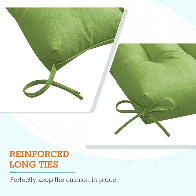 EAGLE PEAK Tufted Outdoor/Indoor High Back Patio Chair Cushions, Set of 2, Green