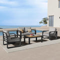 Oasbira Aluminum Outdoor Patio Furniture Set, 4 Piece Oversized Patio Conversation Sets Widened Armrest & Ultra-Thick Cushions, Heavy Duty Modern Sectional Furniture for Backyard, Deck, Gray