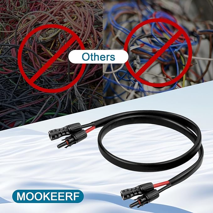 Solar Panel Extension Cable - 8AWG 50FT Solar Wire with Female & Male Waterproof Connector Flame Retardant Protective Sleeving PV Wire for RV, Photovoltaic Systems, Home, Boat, Solar Panels, Car