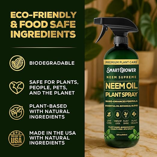 Neem Oil Spray for Plants Botanical Blend – Plant Wash with Natural Essential Oils, Simple Ready-to-Use Plant Spray for Gardens, Houseplants, Indoor & Outdoor Plants – 32 oz