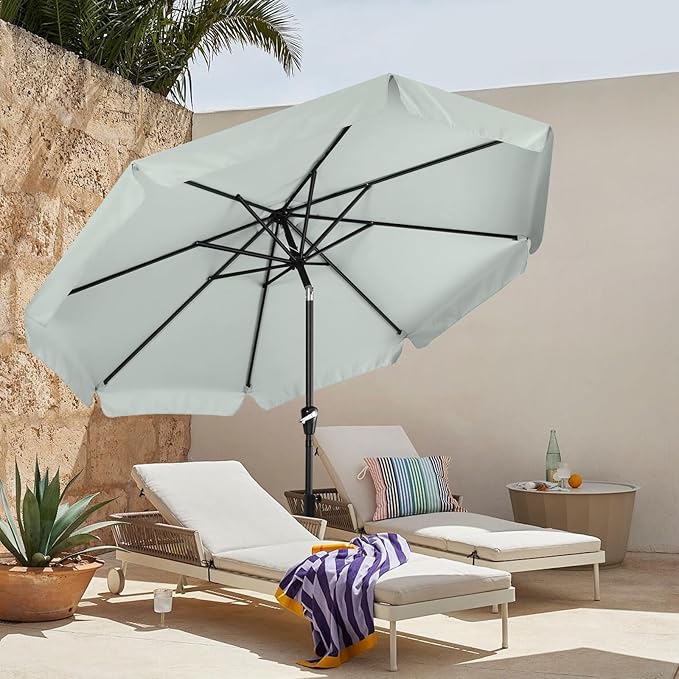 MASTERCANOPY Valance Patio Umbrella for Outdoor Table Market -8 Ribs (10ft, Light Gray)