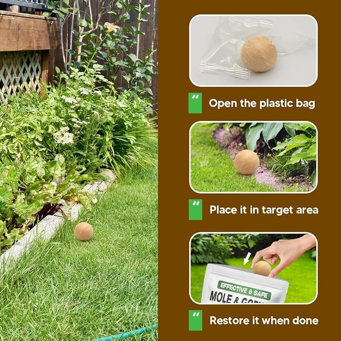 Mole Repellent, Gophers Repellent, Vole Repellant Outdoor, Groundhog Deterrent, Armadillo Repellent for Garden, Mole Control, Keep Mole Out of Yard, Safe Around Pet & Plant-10P