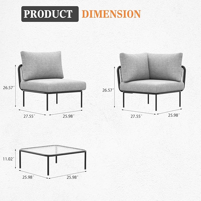 7 Piece Modern Outdoor Rope Wicker Sectional Patio L-Shaped Conversation Sofa Set Deep Seating with Thick Cushions