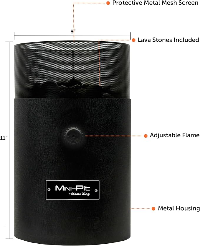 Flame King Mini Tabletop Fire Pit, Dual Fuel Propane and Butane, Smokeless Odorless Flame, Portable Great for Outdoor