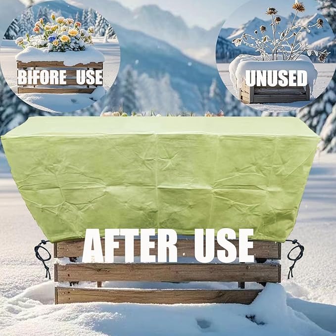 EJW Planter Cover,Frost Cloth,Plant Covers Freeze Protection,59'' x 17.7'' x 15.7'', Frost Cloths for Outdoor Plants, Planter Covers for Winter, Garden Covers for Winter 2PACK